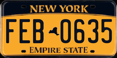 NY license plate FEB0635
