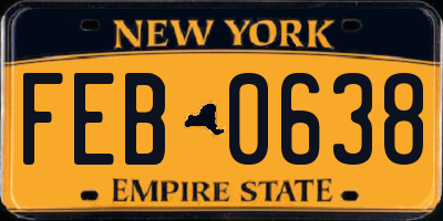 NY license plate FEB0638