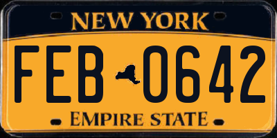 NY license plate FEB0642