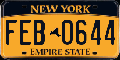 NY license plate FEB0644