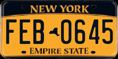 NY license plate FEB0645