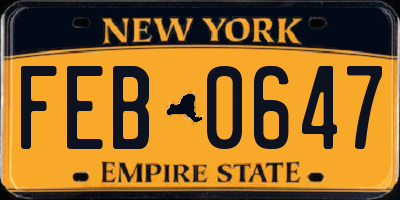 NY license plate FEB0647