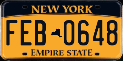 NY license plate FEB0648