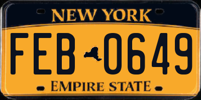 NY license plate FEB0649