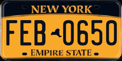NY license plate FEB0650