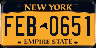 NY license plate FEB0651