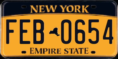 NY license plate FEB0654