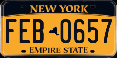 NY license plate FEB0657