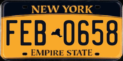NY license plate FEB0658