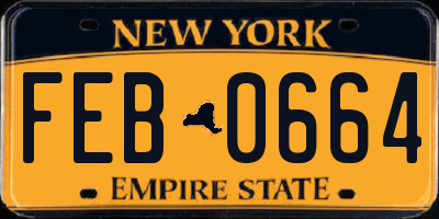 NY license plate FEB0664
