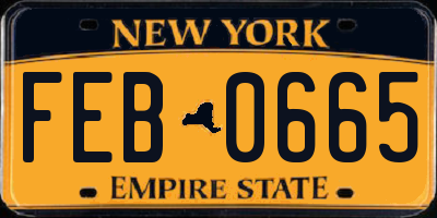 NY license plate FEB0665