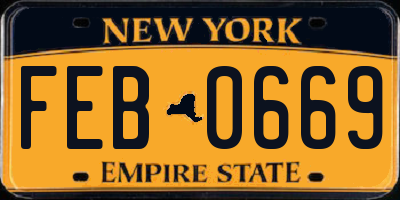 NY license plate FEB0669