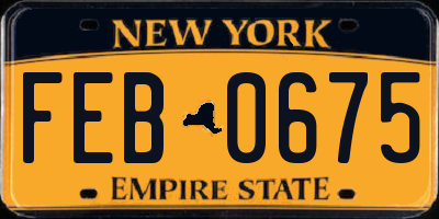 NY license plate FEB0675