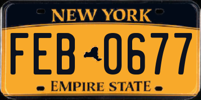 NY license plate FEB0677