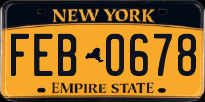 NY license plate FEB0678