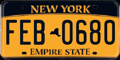 NY license plate FEB0680