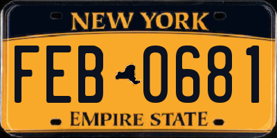 NY license plate FEB0681