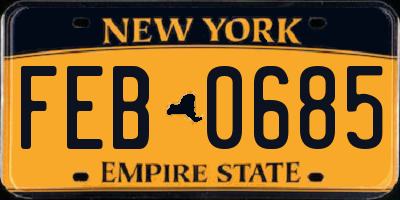 NY license plate FEB0685
