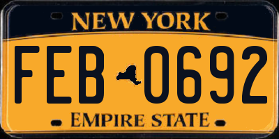 NY license plate FEB0692