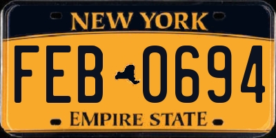 NY license plate FEB0694