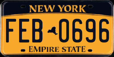 NY license plate FEB0696