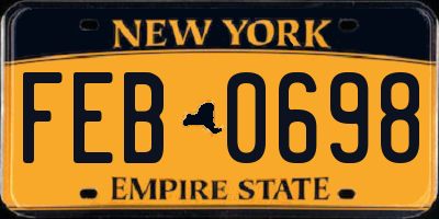 NY license plate FEB0698