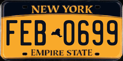 NY license plate FEB0699