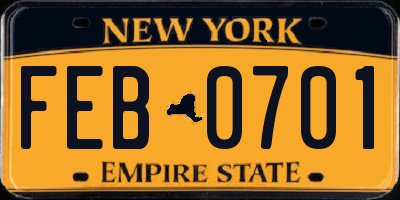 NY license plate FEB0701