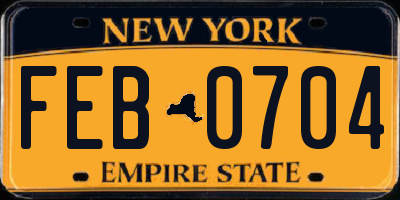 NY license plate FEB0704