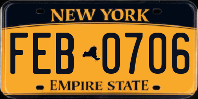 NY license plate FEB0706