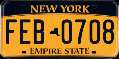 NY license plate FEB0708