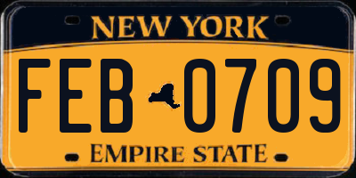 NY license plate FEB0709