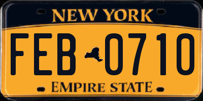 NY license plate FEB0710