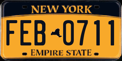 NY license plate FEB0711