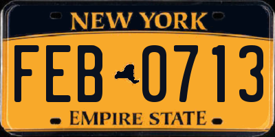 NY license plate FEB0713
