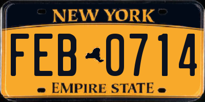 NY license plate FEB0714