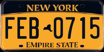 NY license plate FEB0715