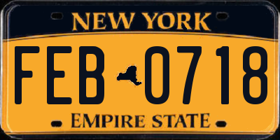 NY license plate FEB0718