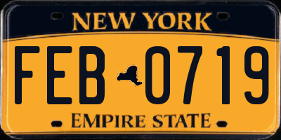 NY license plate FEB0719