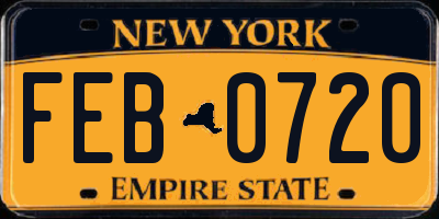NY license plate FEB0720