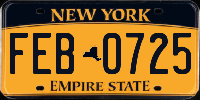 NY license plate FEB0725