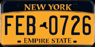 NY license plate FEB0726