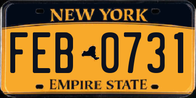 NY license plate FEB0731