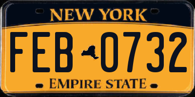 NY license plate FEB0732