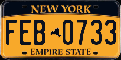 NY license plate FEB0733