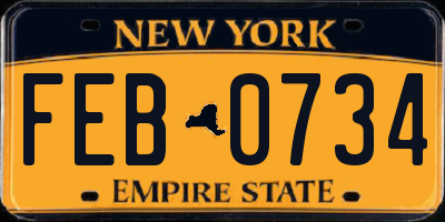 NY license plate FEB0734