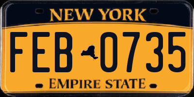 NY license plate FEB0735