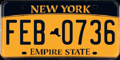NY license plate FEB0736
