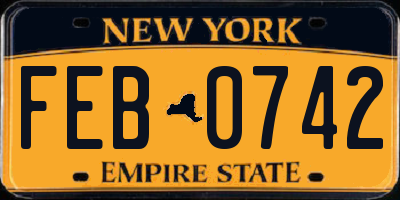 NY license plate FEB0742
