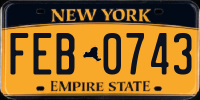 NY license plate FEB0743